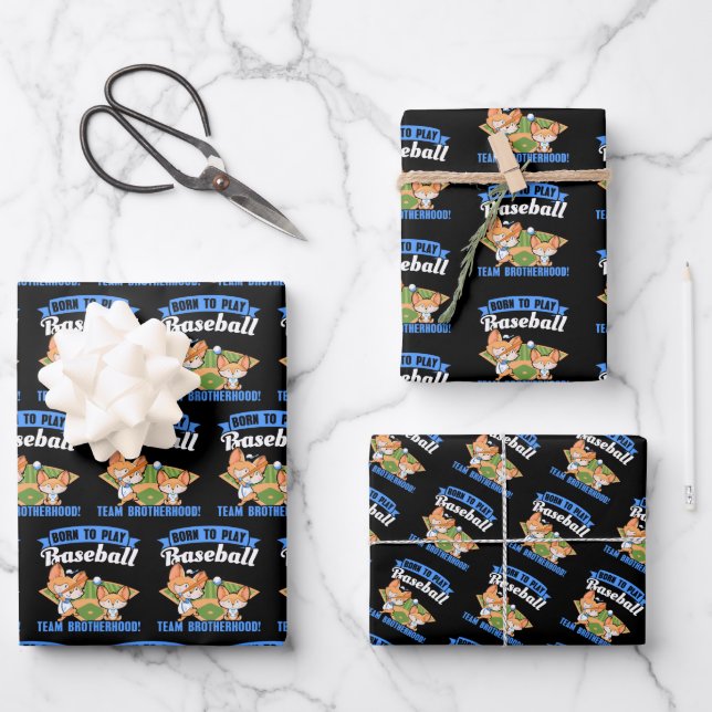 Big Brother Little Brother - Baseball Players Wrapping Paper Sheets (Front)