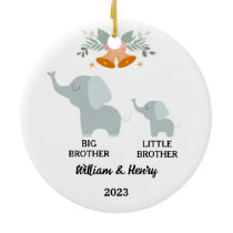 Big Brother & Little Brother Elephant, Custom Name Ceramic Ornament