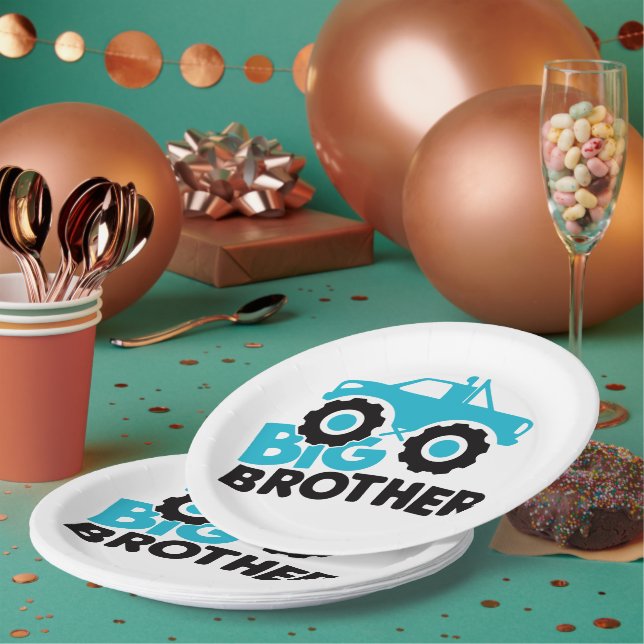 Big Brother Monster Truck Paper Plates (Multi)