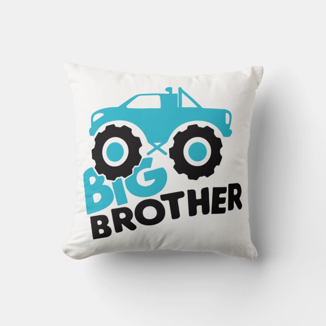 Big Brother Monster Truck Throw Pillow (Front)
