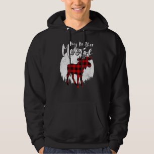 Big Brother Moose Red Plaid Buffalo Matching Famil Hoodie