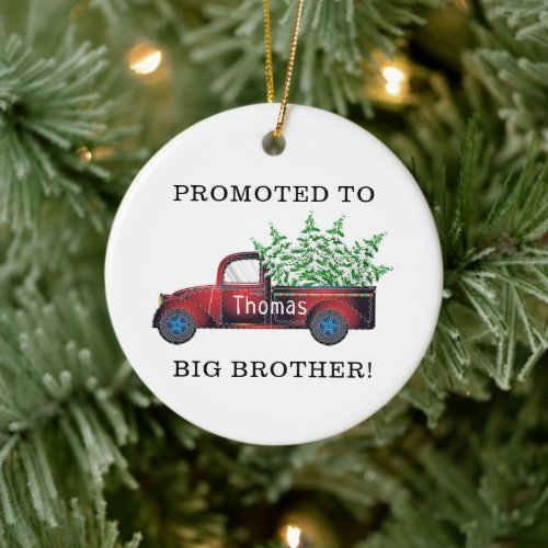 big brother new baby pregnancy announcement truck ceramic ornament