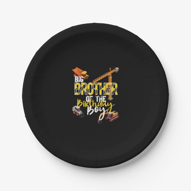 Big Brother Of Birthday Boy Constructor Paper Plates (Front)