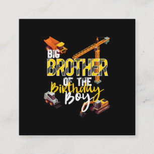 Big Brother Of Birthday Boy Constructor Square Business Card