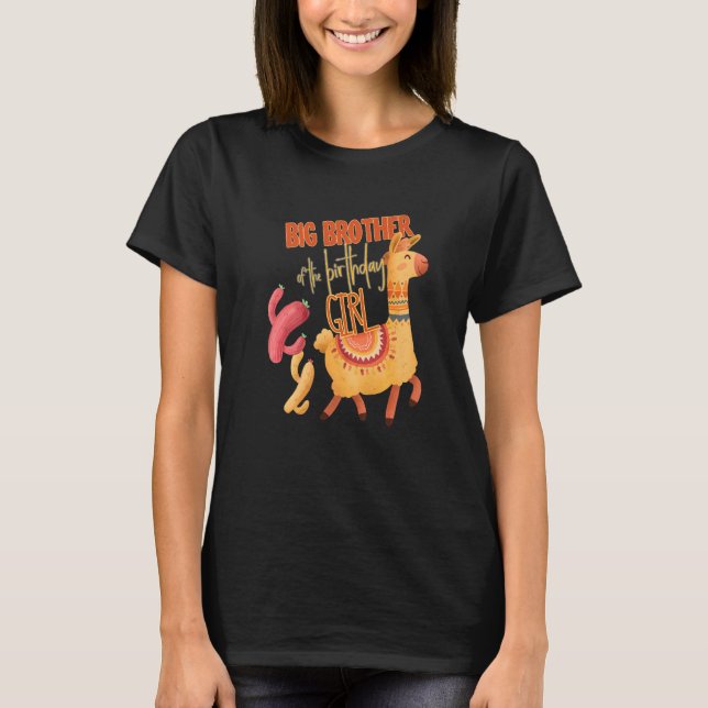 Big Brother Of Birthday Girl Llama Theme Matching  T-Shirt (Front)