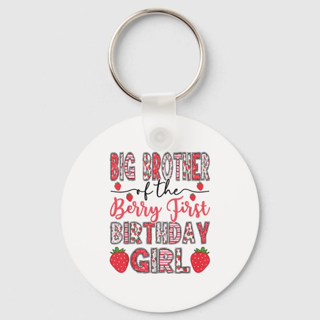 Big Brother Of The Berry First Birthday Girl Straw Keychain (Front)