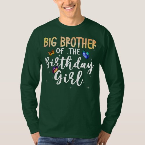 Big Brother Of The Birthday Girl Butterfly Theme T_Shirt