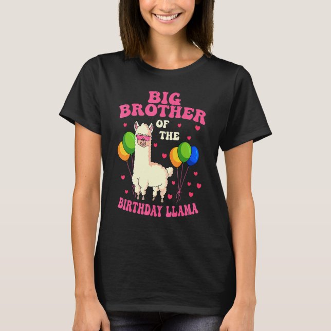 Big Brother Of The Birthday LLama Bday Party Famil T-Shirt (Front)