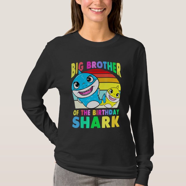 Big Brother Of The Birthday Shark Bro Matching Fam T-Shirt (Front)