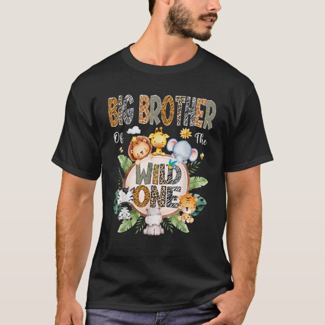 Big Brother Of The Wild One First Birthday Safari  T-Shirt (Front)