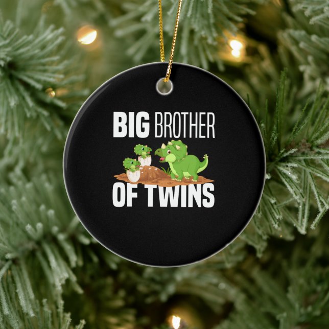 Big Brother Of Twins Dinosaur Dino Ceramic Ornament (Tree)