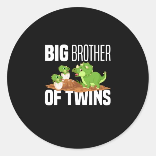 Big Brother Of Twins Dinosaur Dino Classic Round Sticker