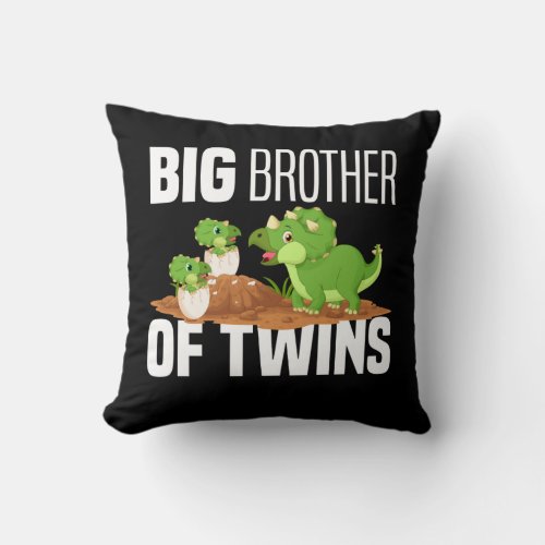 Big Brother Of Twins Dinosaur Dino Throw Pillow