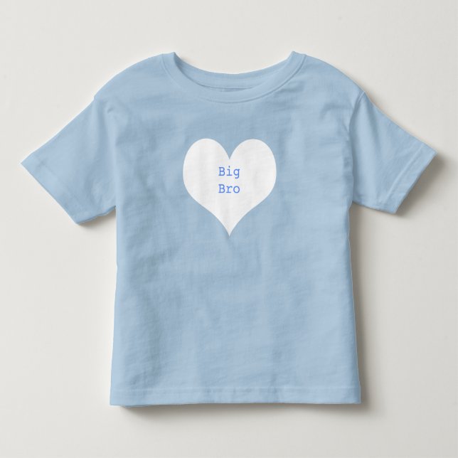 Big Brother Personalized Blue and White Heart Toddler T-shirt (Front)