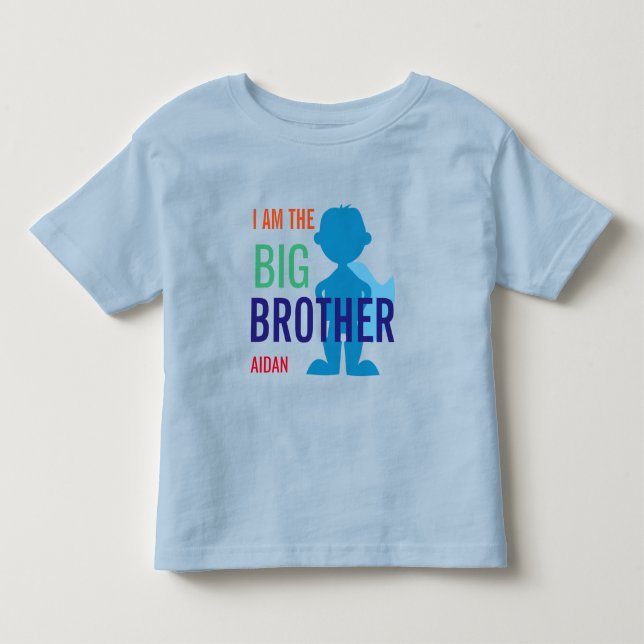 Big Brother Personalized Superhero Silhouette Boys Toddler T-shirt (Front)