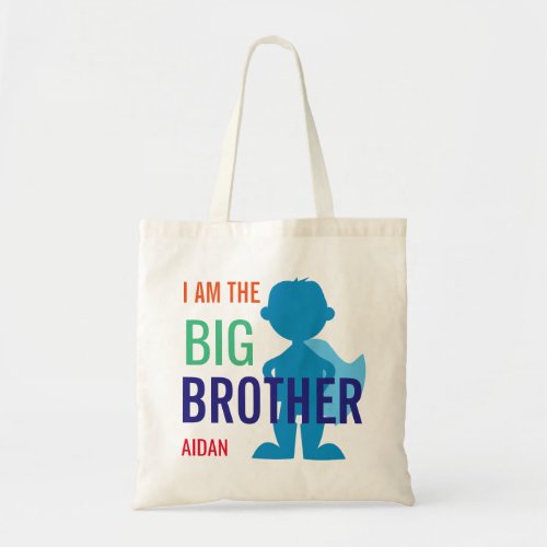 Big Brother Personalized Superhero Silhouette Boys Tote Bag