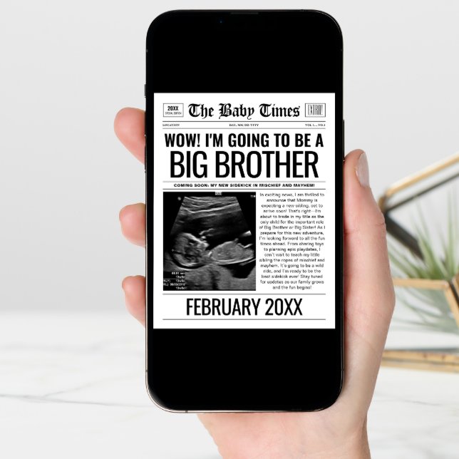 Big Brother Pregnancy Announcement Newspaper Card (Front Digital)
