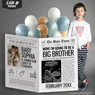 Big Brother Pregnancy Announcement Newspaper Prop Card