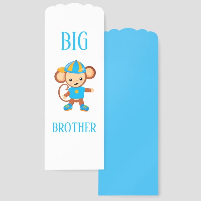 Big Brother Reading Monkey Custom Text Bookmarks (Front & Back)