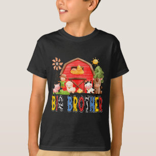 Big Brother Red Farm Cow Birthday Boy Matching Fam T-Shirt