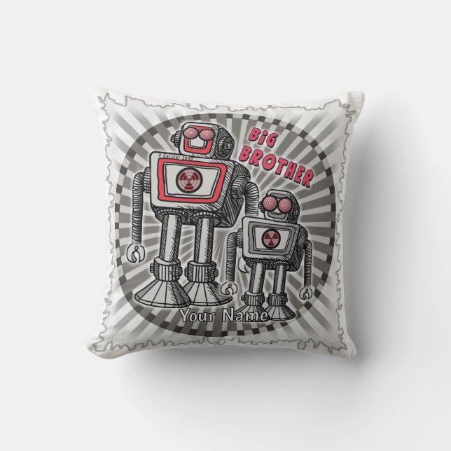 Big Brother Robot  Throw Pillow (Front)
