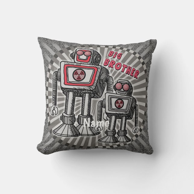 Big Brother Robot Throw Pillow (Front)