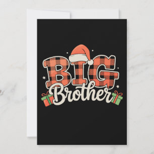 Big Brother Santa Hat Christmas Red Buffalo Plaid Invitation