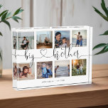 Big Brother Script Brothers Gift Photo Collage<br><div class="desc">A special and memorable photo collage gift for your big brother. The design features an eight photo collage layout to display eight of your own special brother photos. "Big Brother" is designed in stylish black script calligraphy and customized with brothers' names. Send a memorable and special gift to yourself and...</div>