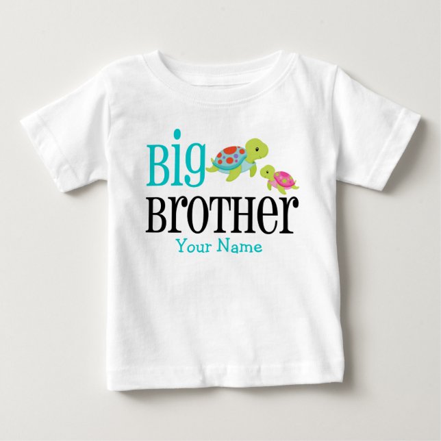 Big Brother Sea Turtles Personalized Baby T-Shirt (Front)