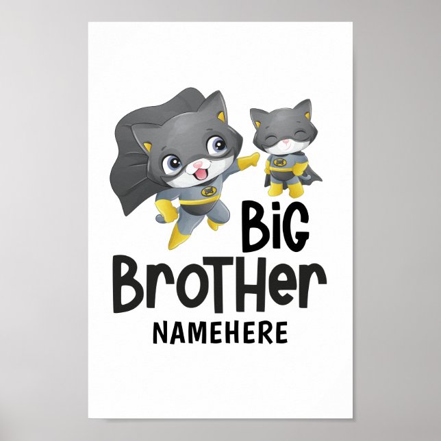Big Brother Superhero Cat Custom Name Poster (Front)