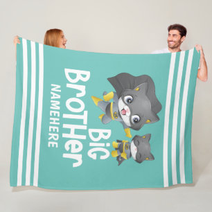 Big Brother Superhero Cat Illustration Custom Name Fleece Blanket