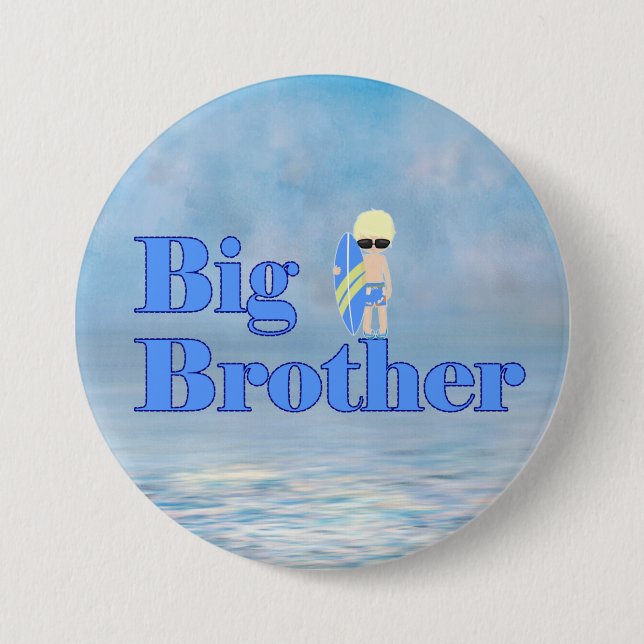 Big Brother Surfer Boy Sibling       Button (Front)