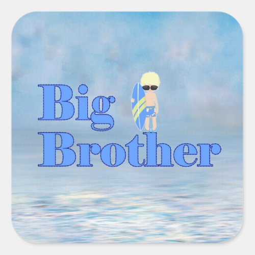 Big Brother Surfer Boy Sibling      Rectangular St Square Sticker