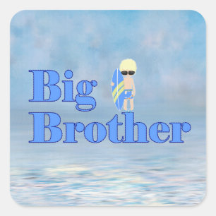 Big Brother Surfer Boy Sibling Rectangular St Square Sticker