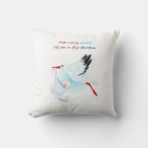 Big Brother Throw Pillow Baby Stork  February 2020