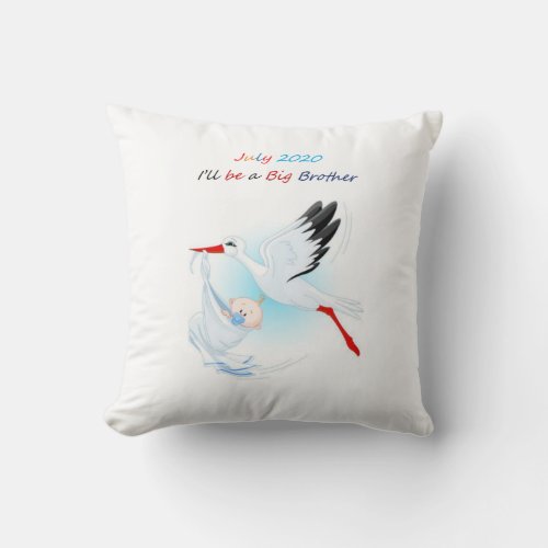 Big Brother Throw Pillow Baby Stork  July 2020