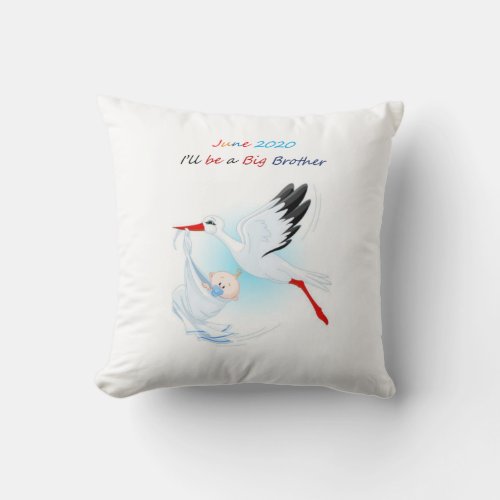 Big Brother Throw Pillow Baby Stork June 2020