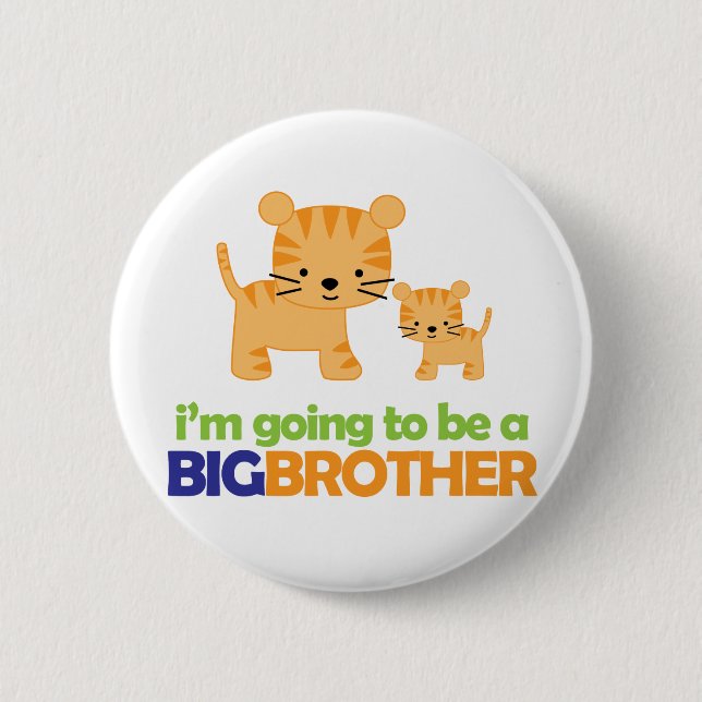 Big Brother Tiger T-shirt Pregnancy Announcement Pinback Button (Front)