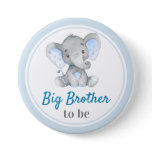 Big Brother to be Baby Boy Shower Elephant Blue Button