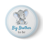 Big Brother to be Baby Boy Shower Elephant Blue Button Big Brother to be Baby Boy Shower Elephant Blue Button