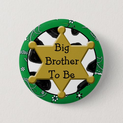 Big Brother to Be Blue Bandana Baby Shower Button