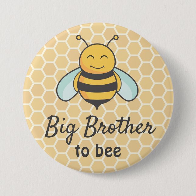 Big Brother to be Bro Bumblebee Bee Baby Shower Button (Front)