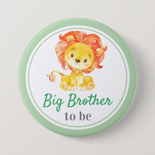 Big Brother to be Jungle Safari Baby Boy Shower Button