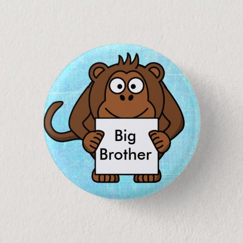 Big Brother to be Monkey Baby Shower Button