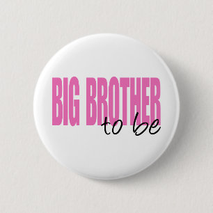 Big Brother To Be (Pink Block Font) Button