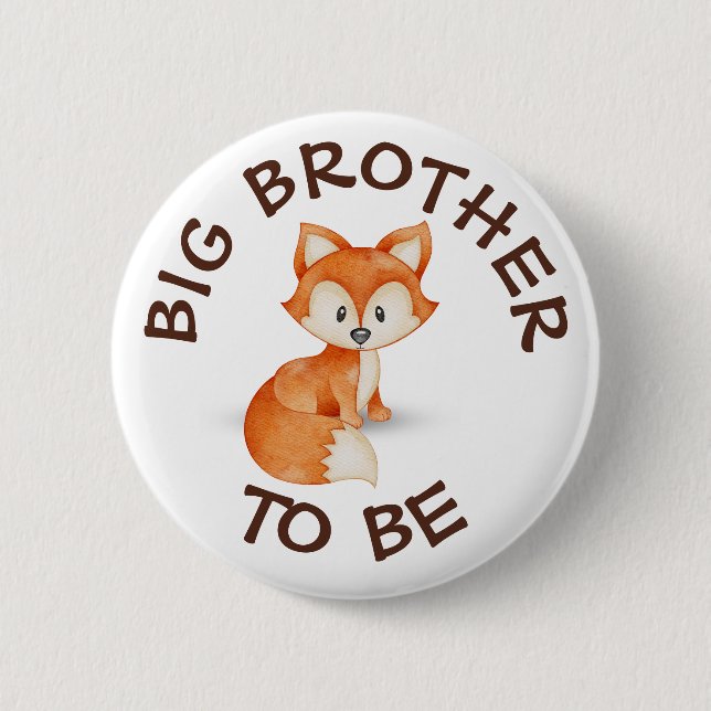 Big Brother to be Woodland Animals Baby Shower Button (Front)