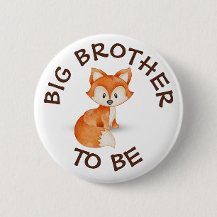 Big Brother to be Woodland Animals Baby Shower Button
