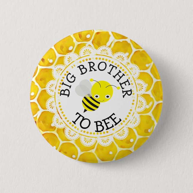 Big Brother to Bee Baby Shower Button (Front)