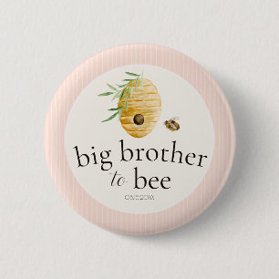 Big Brother To Bee Pink Girl Baby Shower Family  Button