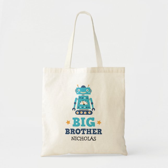 Big brother tote bag with retro robot (Front)